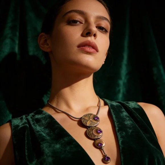 NWT Pilgrim Danish Design Enamel Necklace Silver Tone & Gold  Circle Pendant - Picture 2 of 13